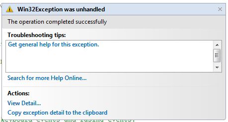 Silly Error Message The Operation Completed Successfully Error Message