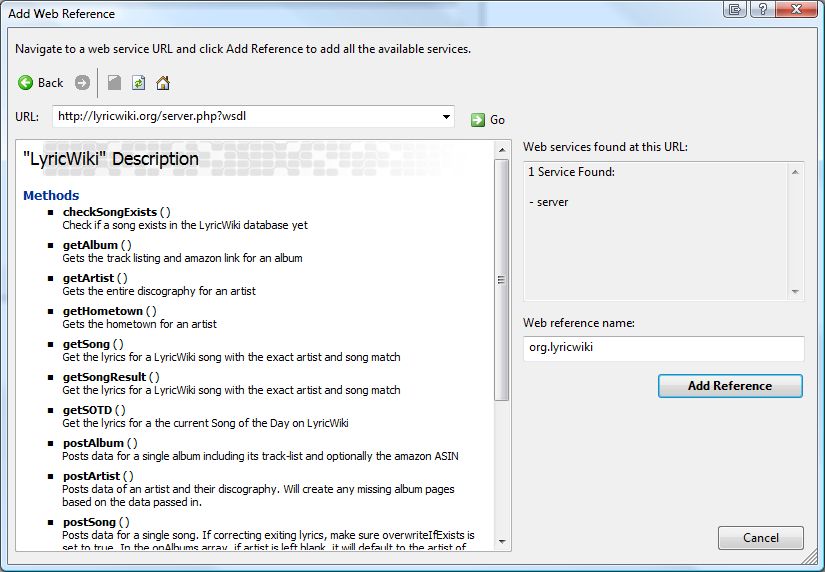 Adding a Web Reference