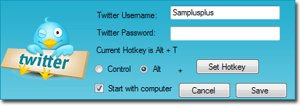 Twitter Talk's Settings Window